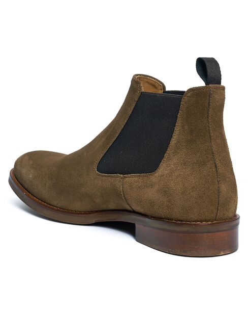 Chelsea Boots en Velours de Cuir taupe