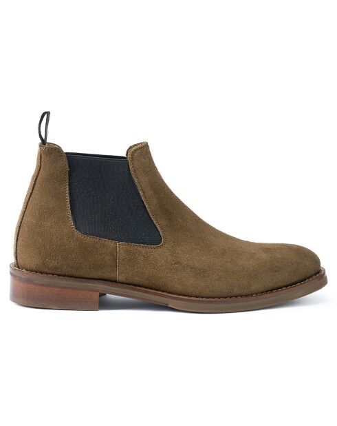 Chelsea Boots en Velours de Cuir taupe