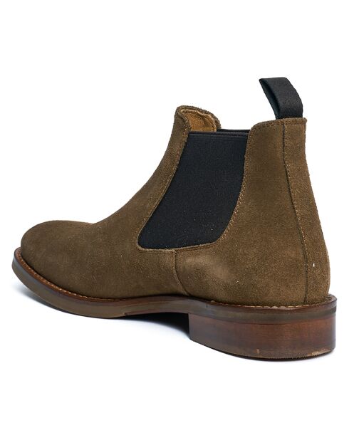Chelsea Boots en Velours de Cuir taupe