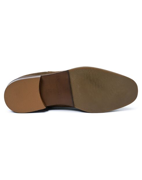 Chelsea Boots en Velours de Cuir taupe