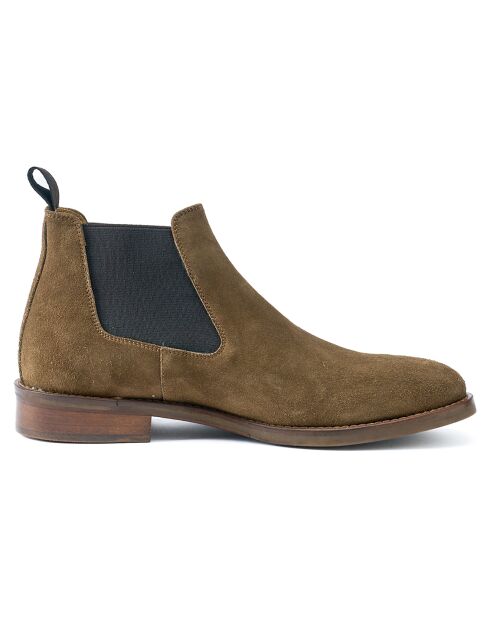 Chelsea Boots en Velours de Cuir taupe