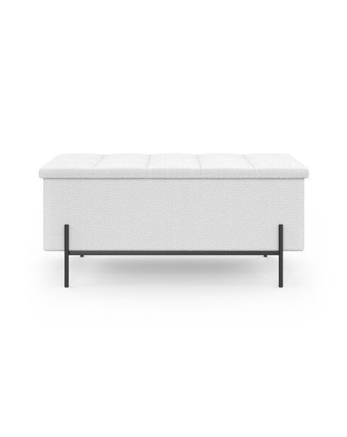 Banc coffre Loan en bouclette blanche et pieds noirs 100cm