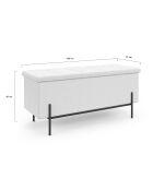 Banc coffre Loan en bouclette blanche et pieds noirs 100cm