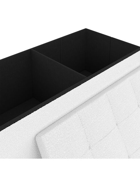 Banc coffre Loan en bouclette blanche et pieds noirs 76cm