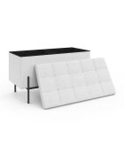 Banc coffre Loan en bouclette blanche et pieds noirs 76cm