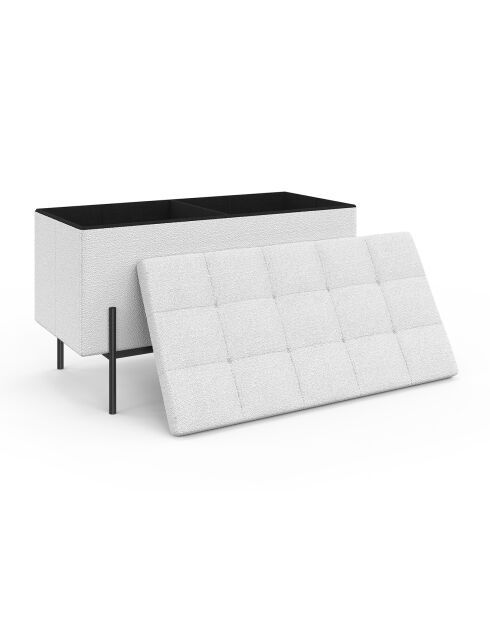 Banc coffre Loan en bouclette blanche et pieds noirs 76cm