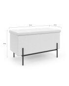 Banc coffre Loan en bouclette blanche et pieds noirs 76cm