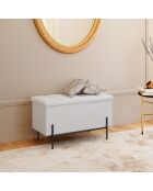 Banc coffre Loan en bouclette blanche et pieds noirs 76cm