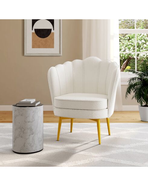 Fauteuil Arielle en bouclette et pieds dorés
