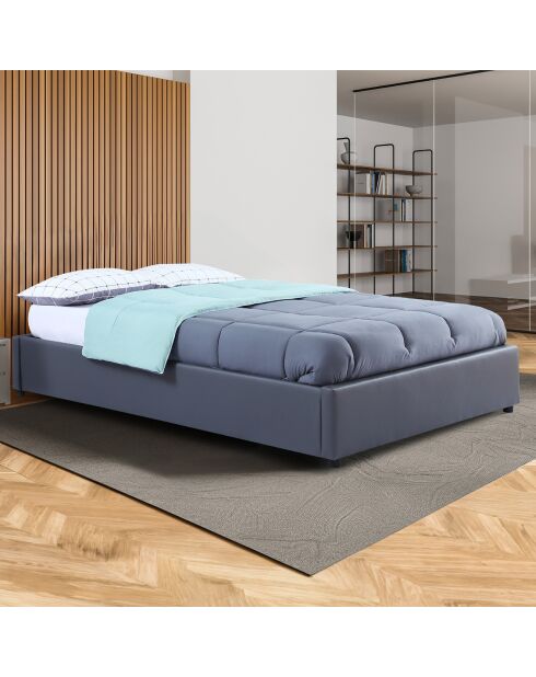 Lit coffre Otto en similicuir gris avec sommier 140x190cm