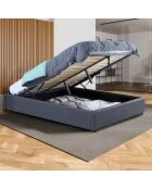 Lit coffre Otto en similicuir gris avec sommier 140x190cm