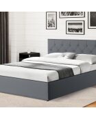 Lit coffre Hanna en PVC gris avec sommier 140x190cm