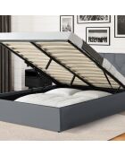 Lit coffre Hanna en PVC gris avec sommier 140x190cm