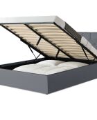 Lit coffre Hanna en PVC gris avec sommier 140x190cm