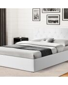 Lit coffre Hanna en PVC blanc avec sommier 140x190cm