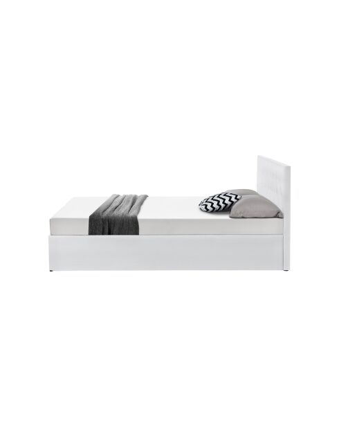 Lit coffre Hanna en PVC blanc avec sommier 140x190cm