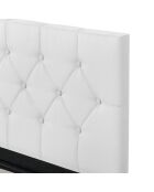 Lit coffre Hanna en PVC blanc avec sommier 140x190cm