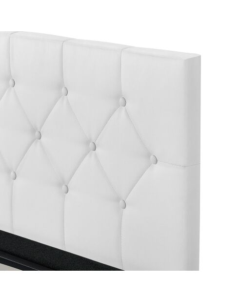 Cama cómoda Hanna de PVC blanco con somier 140x190 cm