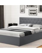 Lit coffre Hanna en PVC gris avec sommier 160x200cm
