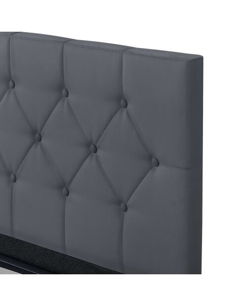 Lit coffre Hanna en PVC gris avec sommier 160x200 cm