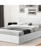 Lit coffre Hanna en PVC blanc avec sommier 160x200 cm