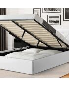 Lit coffre Hanna en PVC blanc avec sommier 160x200 cm