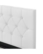 Lit coffre Hanna en PVC blanc avec sommier 160x200 cm