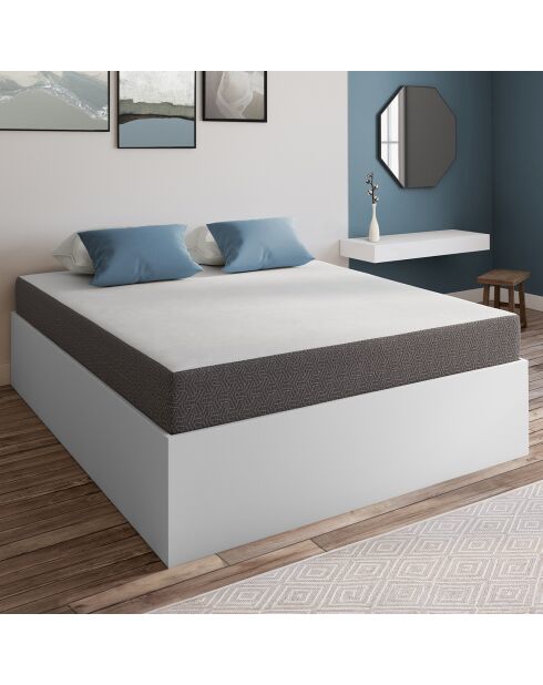Matelas mémoire de forme épaisseur 20cm blanc et gris 140x190cm