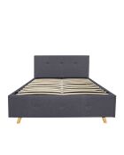 Lit coffre Mala en tissu gris avec sommier et tête de lit capitonnée 140x190cm