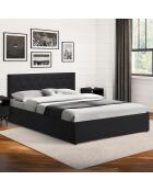Lit coffre Hanna en PVC noir avec sommier 160x200 cm