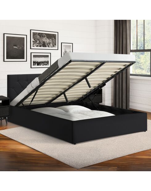 Kofferbed Hanna zwart PVC met boxspring 160x200cm