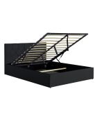 Lit coffre Hanna en PVC noir avec sommier 160x200 cm
