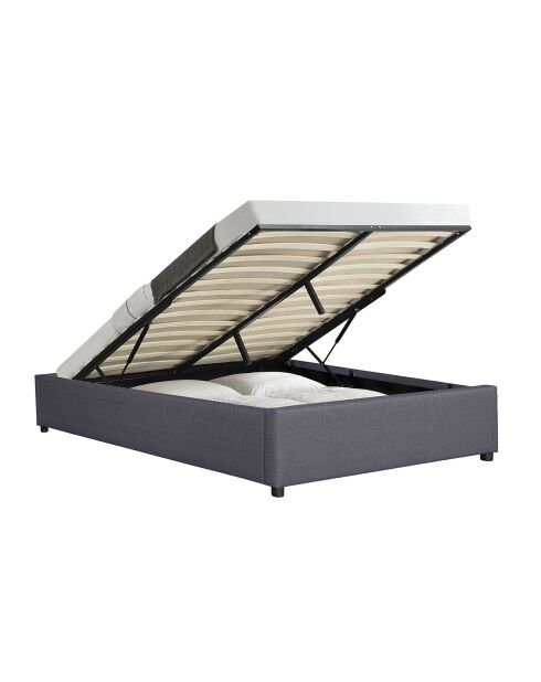 Lit coffre Otto en tissu gris avec sommier 160x200cm