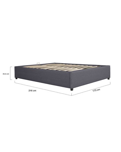 Lit coffre Otto en tissu gris avec sommier 160x200cm