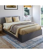 Lit coffre Louise en tissu gris avec sommier et tête de lit arrondie 140x190cm