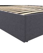 Lit coffre Louise en tissu gris avec sommier et tête de lit arrondie 140x190cm