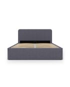 Lit coffre Louise en tissu gris avec sommier et tête de lit arrondie 140x190cm