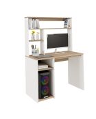 Bureau Danny avec étagères de rangement bois et blanc