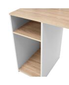 Bureau Danny avec étagères de rangement bois et blanc