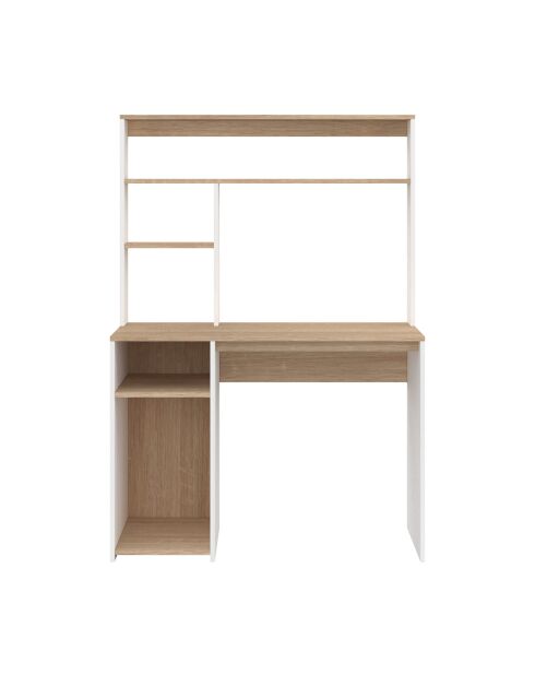 Bureau Danny avec étagères de rangement bois et blanc