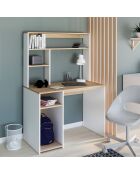 Bureau Danny avec étagères de rangement bois et blanc