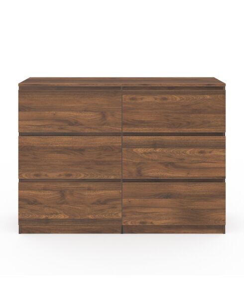 Commode Tom 6 tiroirs effet bois noyer