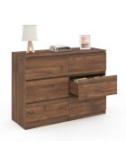 Commode Tom 6 tiroirs effet bois noyer