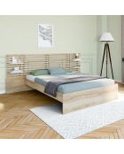 Cama Rosalia con cabecero con tacos y estanterías integradas de 140 x 190 cm