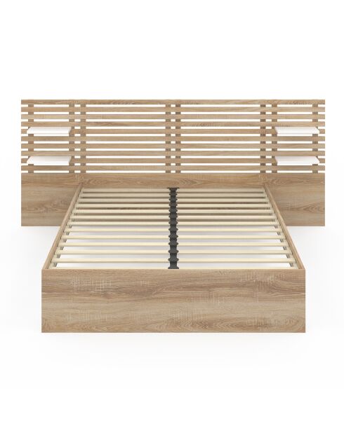 Cama Rosalia con cabecero con tacos y estanterías integradas de 140 x 190 cm