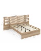 Cama Rosalia con cabecero con tacos y estanterías integradas de 140 x 190 cm