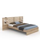 Cama Rosalia con cabecero con tacos y estanterías integradas de 140 x 190 cm