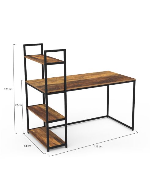 Bureau bibliothèque 2 en 1 Elize en bois et métal