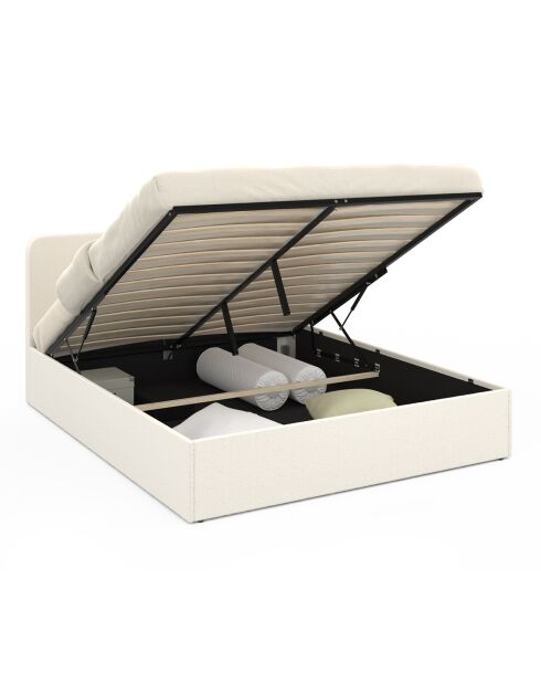 Cama troncal rizada Louise con somier y cabecera redondeada 160x200 cm