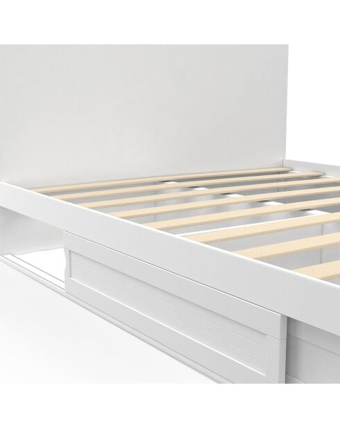 Cama Orem con somier, cabecera y cajón blanco incorporado 140x190 cm